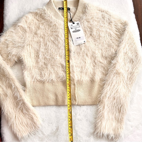 Zara Faux Fur Jacket Ivory Size Medium NWT - Picture 16 of 16